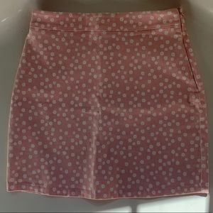 Pink & white flower mini skirt